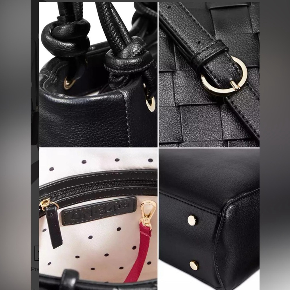 NWT- Chic Black Woven Tote Bag - Picture 4 of 11